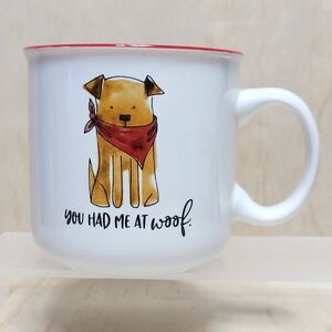 Prima Design Mug You Had Me At Woof White Red Cup Dog in Scarf
